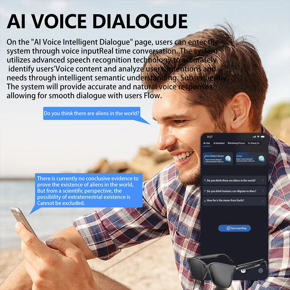 Smart Glasses AI Intelligent Translation Wireless Bluetooth Glasses Auto Voice Translation Audio Glasses Support 75 Languages
